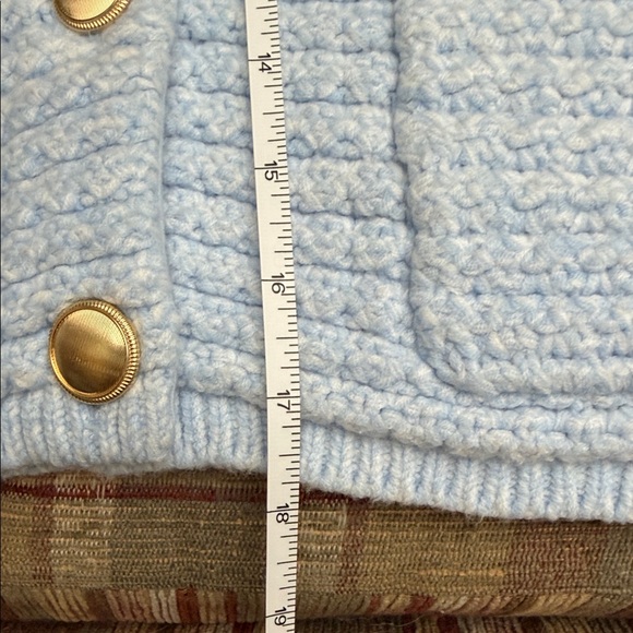 Ann Taylor Light Blue Textured Cardigan with Gold Buttons - Picture 4 of 6